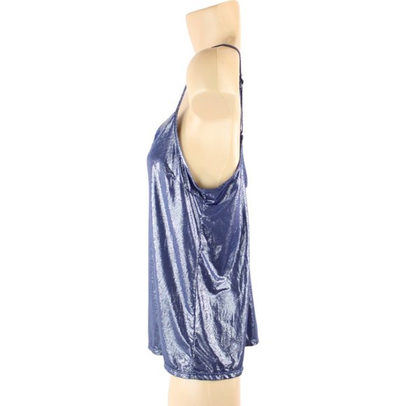 Victoria's Secret Camisole Small Metallic Blue with Sheer Trim Adjustable CA305 - Picture 7 of 9